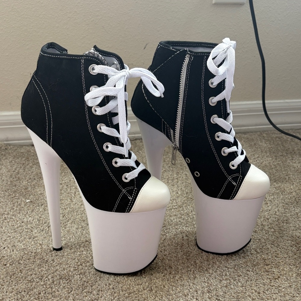Pleaser Black and White Platform High-Tops